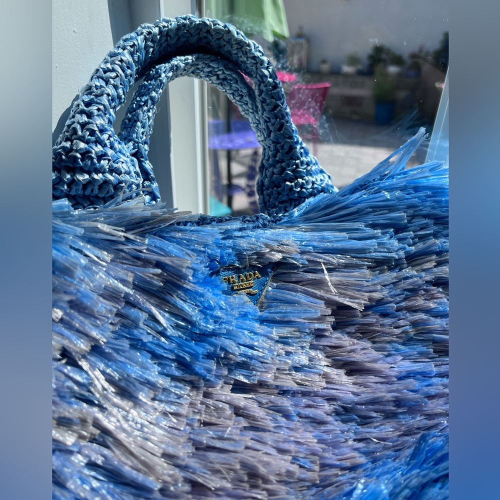 Prada: Raffia Straw Blue Bag *RARE* - Picture 14 of 17